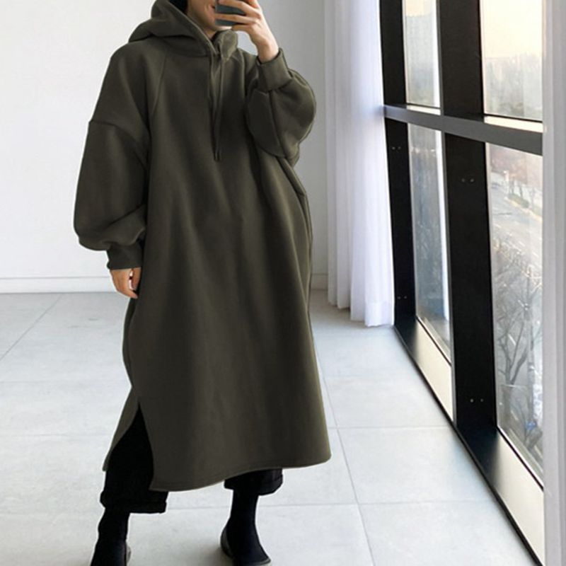 Fleece Hoodie Lined - 가을과 겨울 150KG 여성 플러스 사이즈