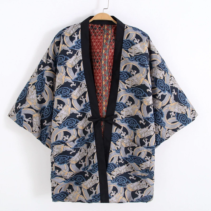 Traditional Winter Japanese Clothing - 가을 겨울 일본식 용 프린트 한텐