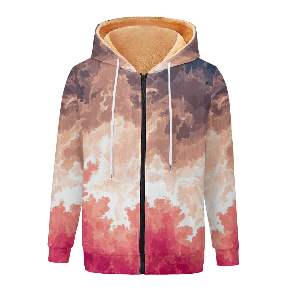 플루이드 아트 그라데이션 여성 자켓 코트 프린트 지퍼  - Fleece Hoodie Lined 리뷰 및 가격