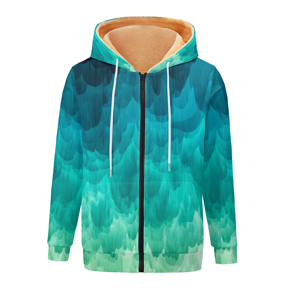 플루이드 아트 그라데이션 여성 자켓 코트 프린트 지퍼  - Fleece Hoodie Lined 리뷰 및 가격