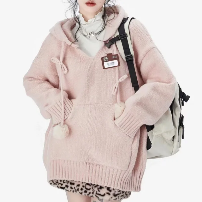 프레피 스타일 Y2k 스웨터 후드 솔리드 컬러 캥거루  - Winter Clothing Drawing 리뷰 및 가격